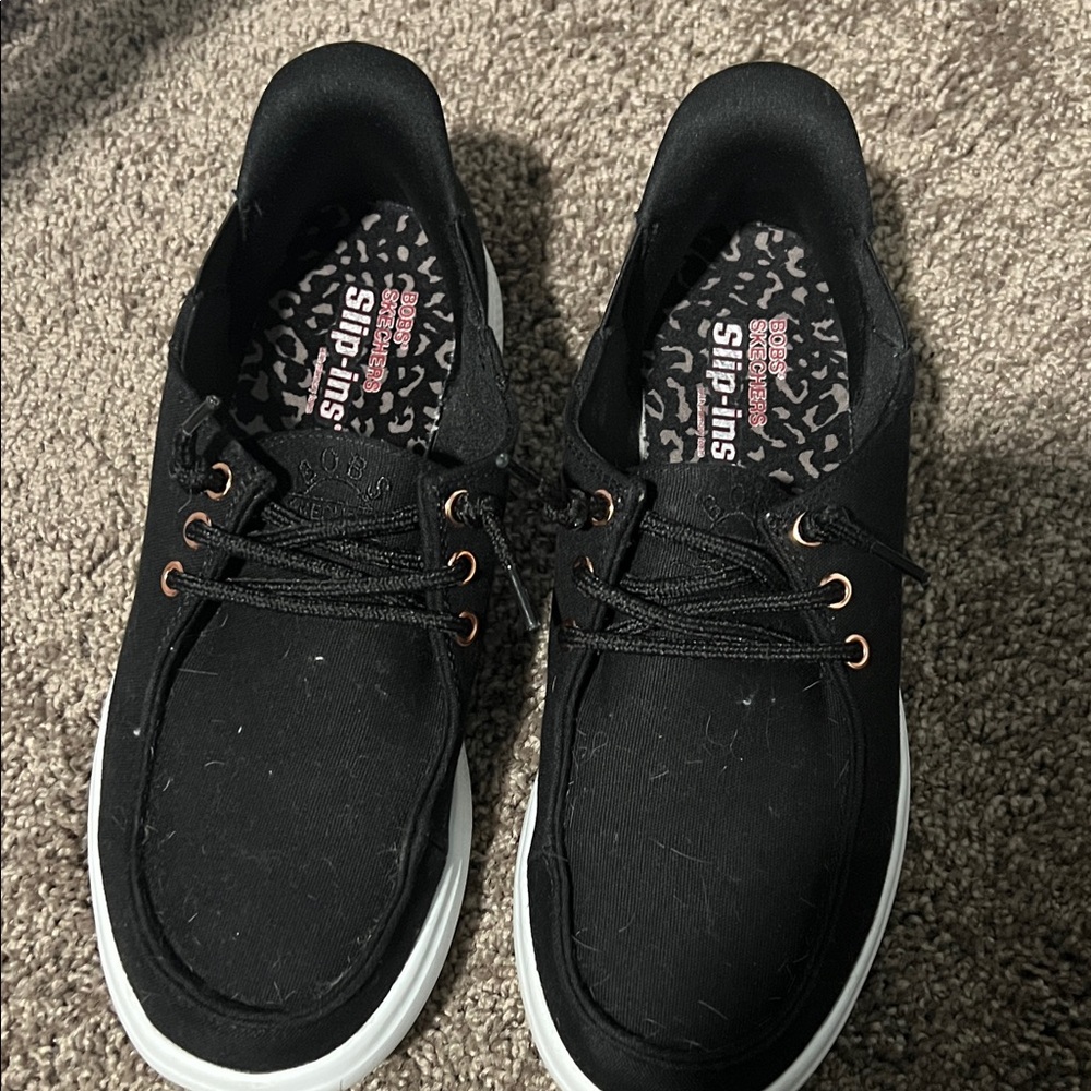 Skechers Black Slip-Ins Canvas Sneakers with White Sole